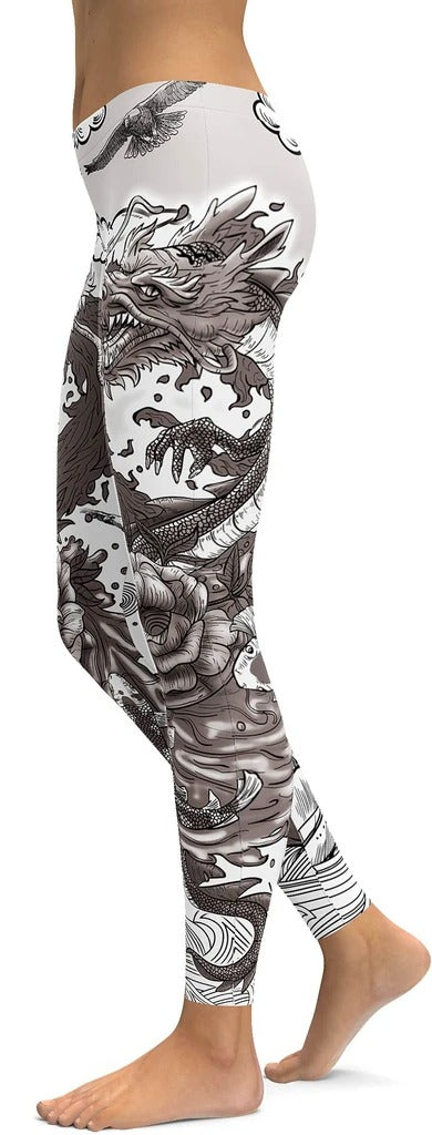 Awesome Hoodied - Tattooed Dragon Leggings - QK4004