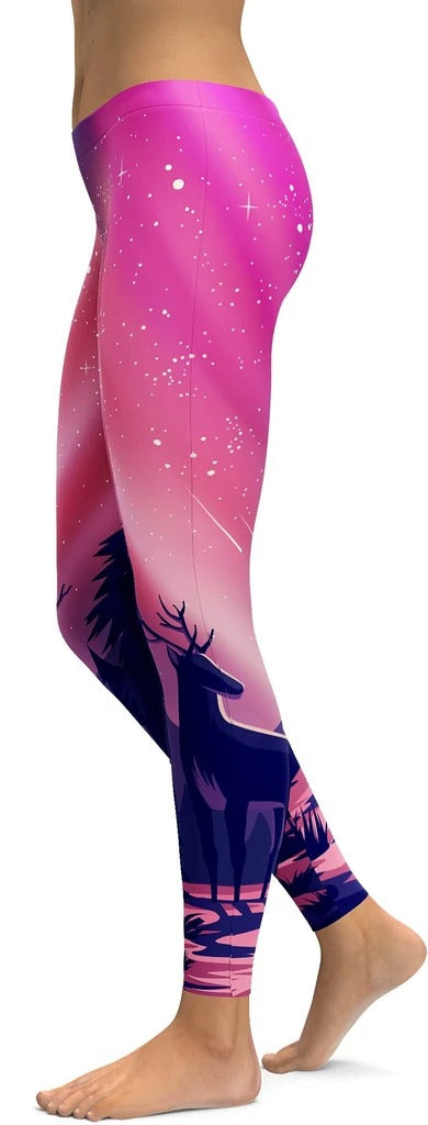 Awesome Hoodied - Pink Aurora - Northern Lights Leggings - QK4005