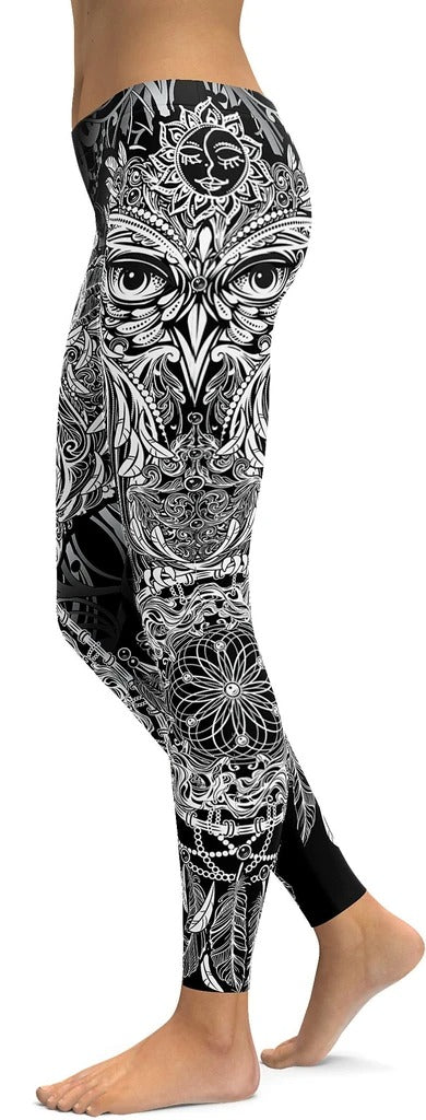 Awesome Hoodied - Ornamental Owl Leggings - QK4002
