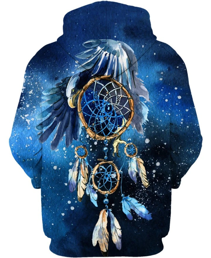 Awesome hoodie 3D All Over Print Native American Galaxy Blue Eaglem for Men and Women,  Hoodies, T-Shirt TH003