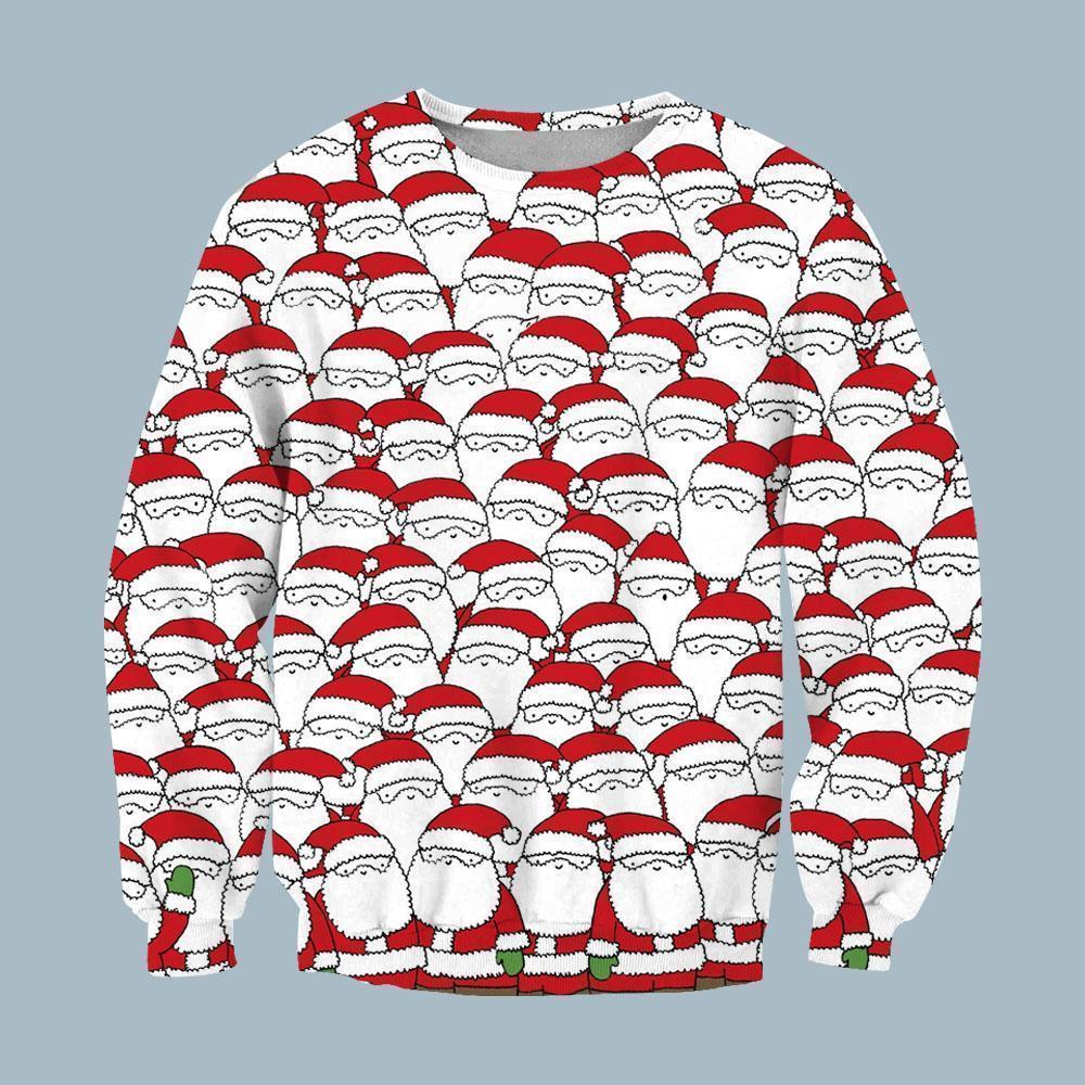 3D All Over Print Can You Spot The Sheep Hidding Among These Santas Christmas Hoodie