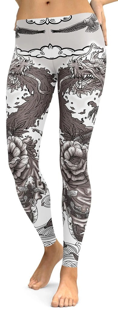 Awesome Hoodied - Tattooed Dragon Leggings - QK4004