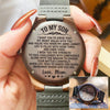 MY HEARTH WALKS WITH YOU - FROM MOM TO SON ENGRAVED WOODEN WATCH