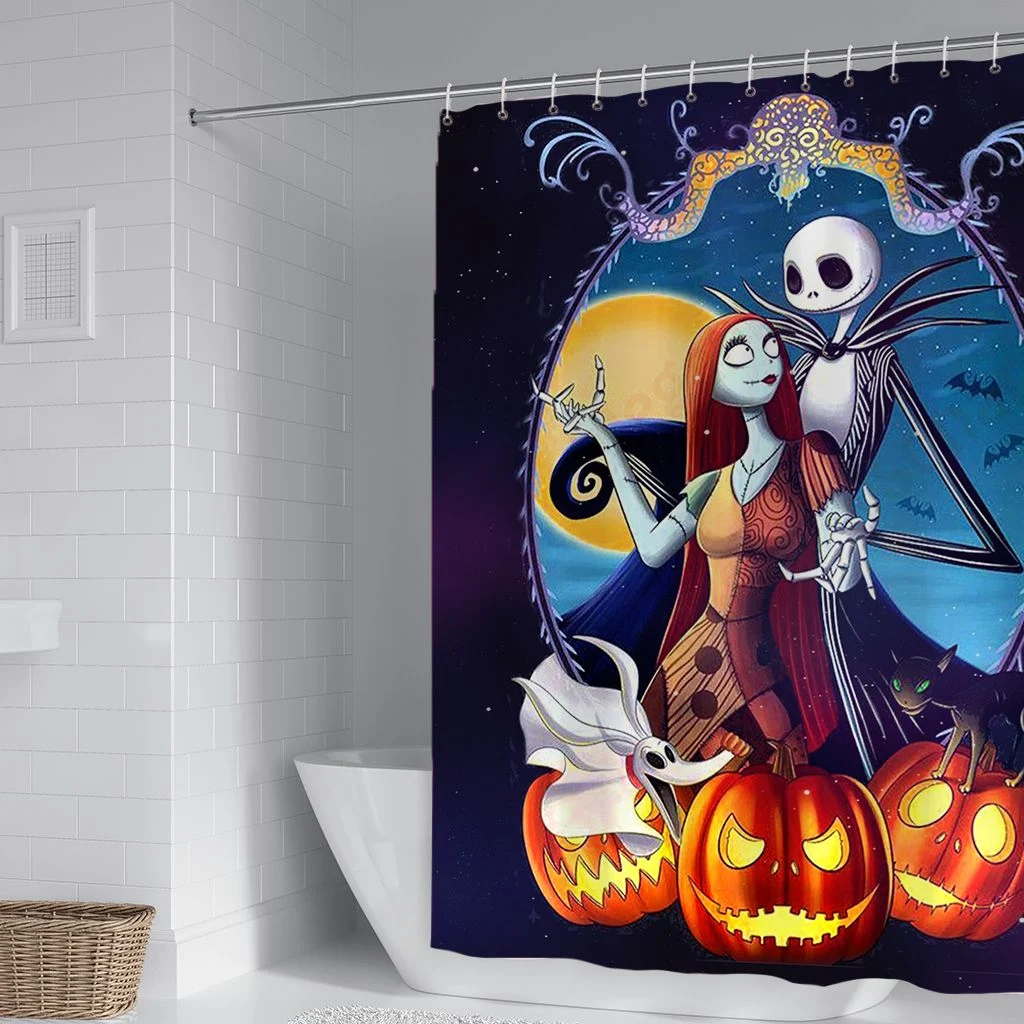 Awesome hoodied The Nightmare Before Christmas Shower Curtain Printed 3D Grommet Curtains - NQC0012