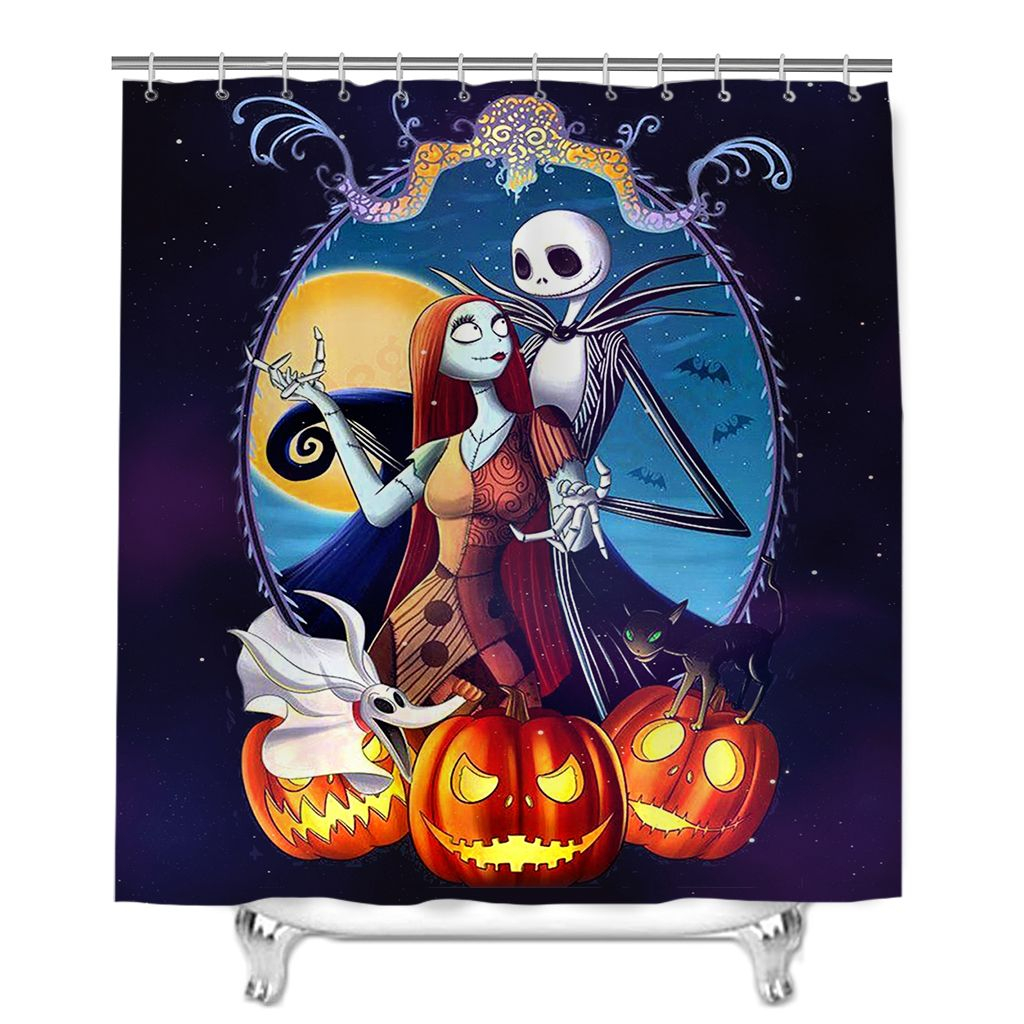 Awesome hoodied The Nightmare Before Christmas Shower Curtain Printed 3D Grommet Curtains - NQC0012
