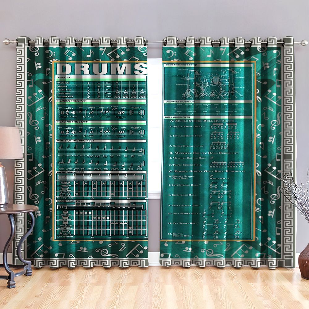Awesome hoodied Drum Window Curtain Printed 3D Grommet Window Curtains - NQC005