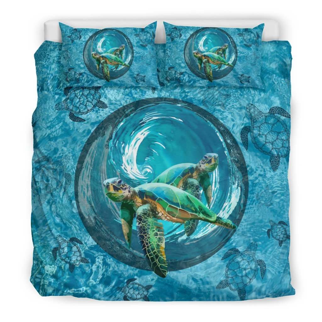 Awesome Hoodies - BLUE OCEAN TURTLE BEDDING - Cross Quilt Bedding QK30002