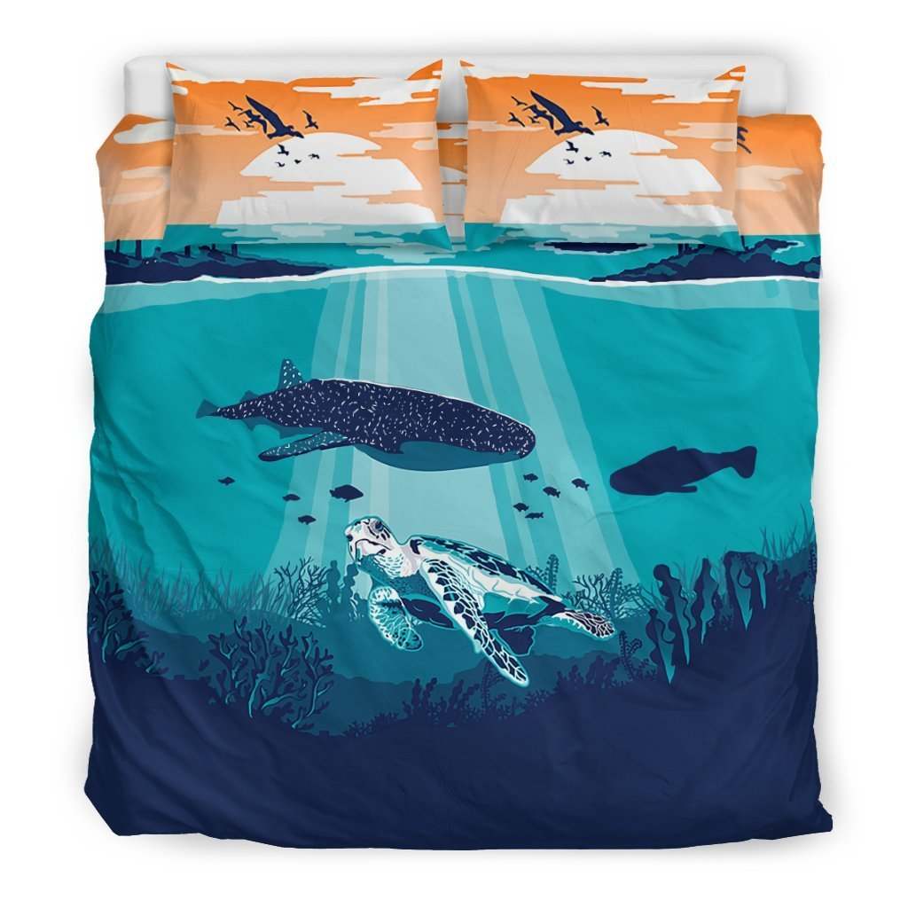 Awesome Hoodies - HAWAII WHALE AND TURTLE BEDDING - Cross Quilt Bedding QK30005