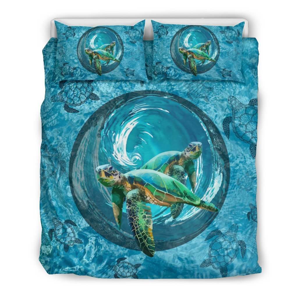 Awesome Hoodies - BLUE OCEAN TURTLE BEDDING - Cross Quilt Bedding QK30002