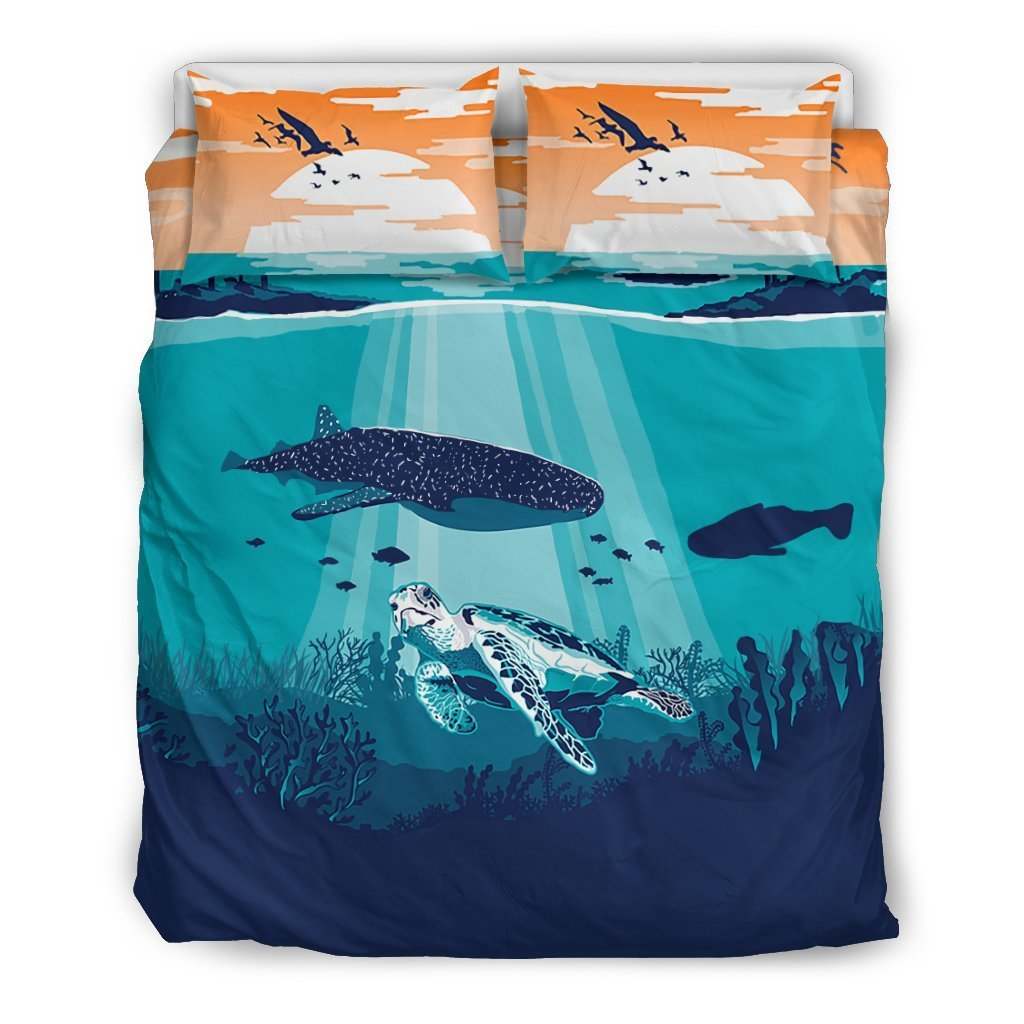 Awesome Hoodies - HAWAII WHALE AND TURTLE BEDDING - Cross Quilt Bedding QK30005