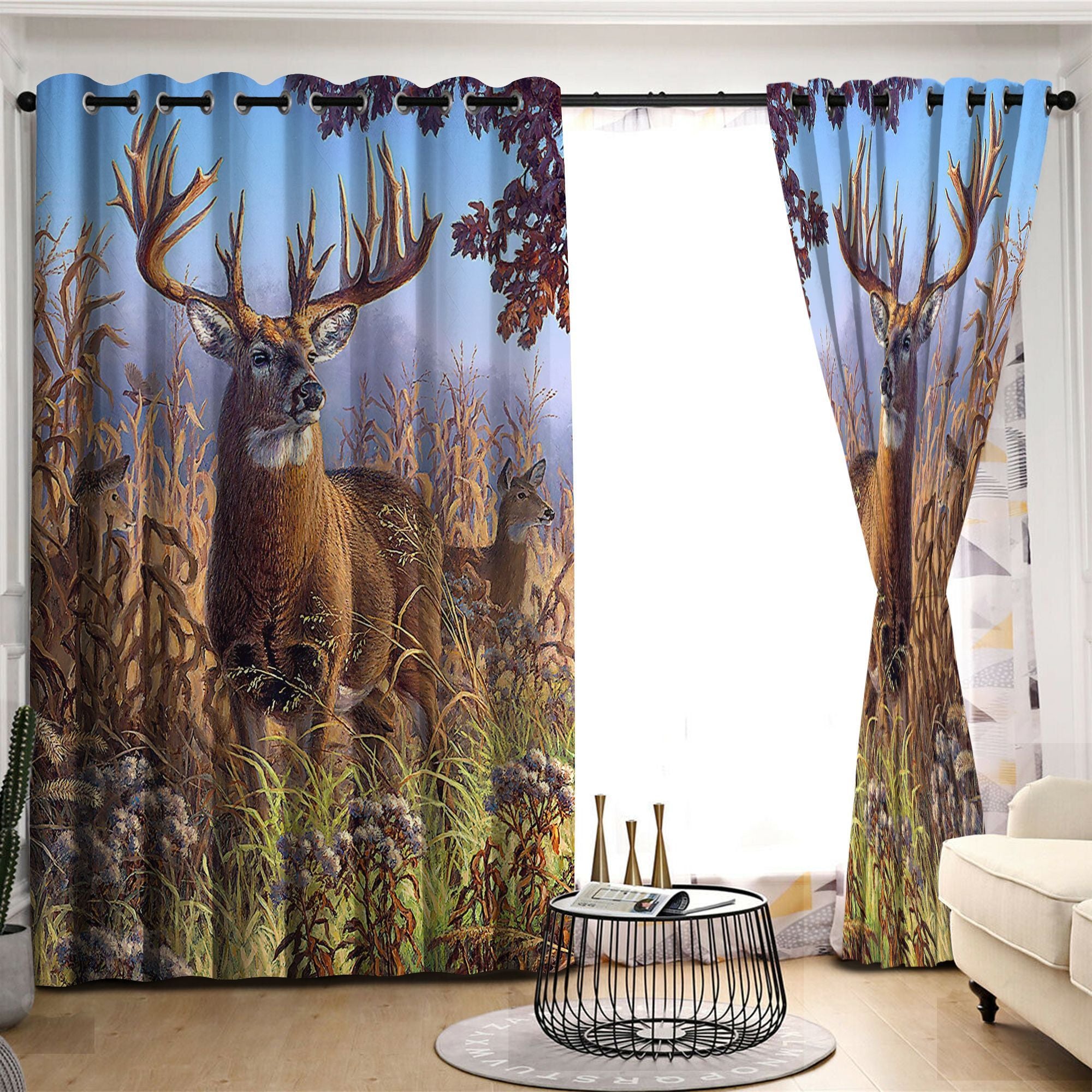 Awesome hoodied Pattern Deer For All Printed 3D Grommet Window Curtains- HD32