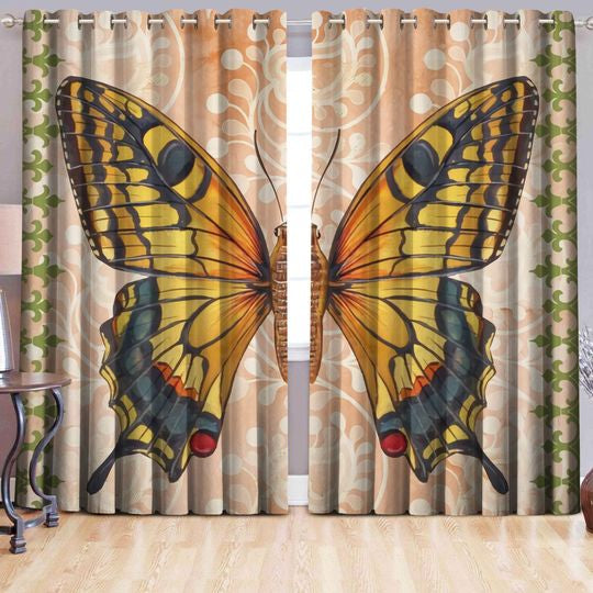 Awesome hoodied Butterfly Printed 3D Grommet Window Curtains HD47
