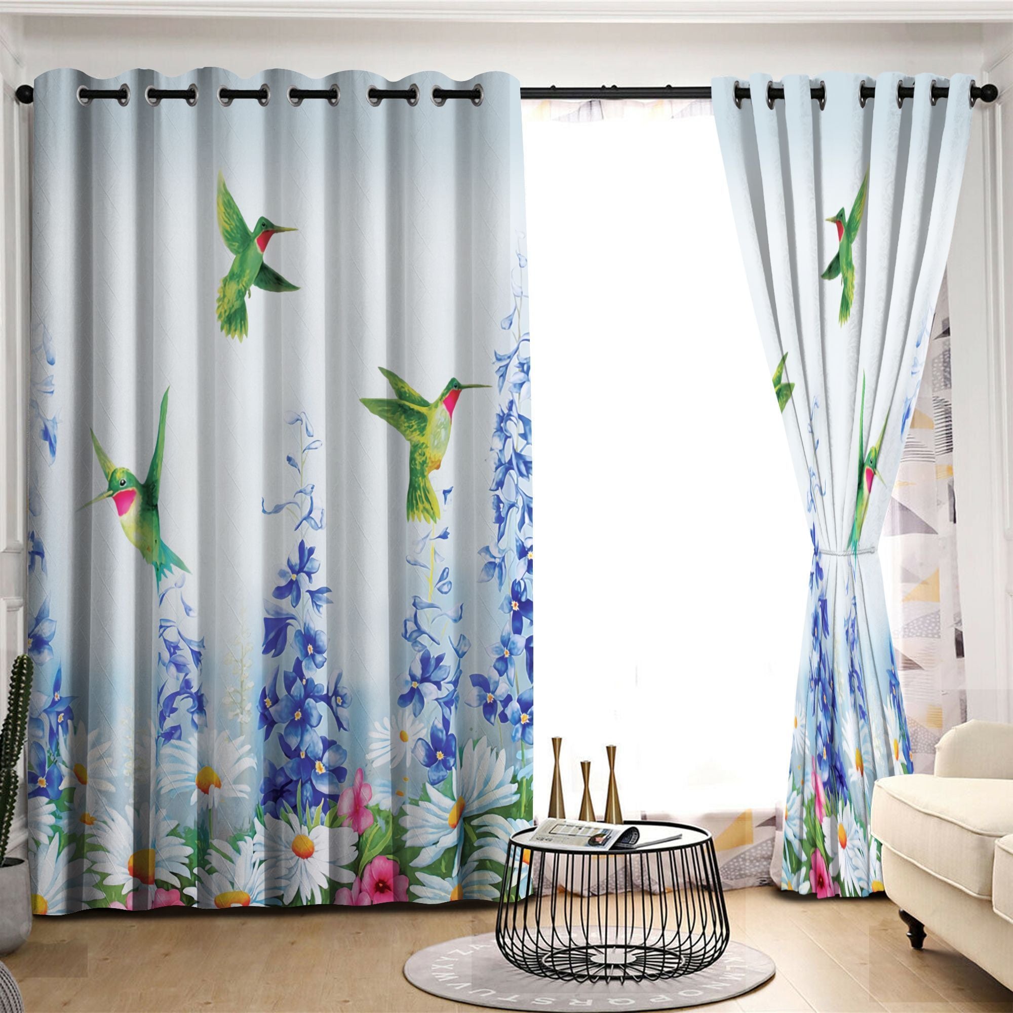 Awesome hoodied Hummingbirds Printed 3D Grommet Window Curtains HD41