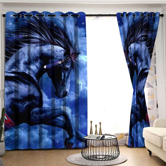 Awesome hoodied Pattern Horse All Printed 3D Grommet Window Curtains - HD23