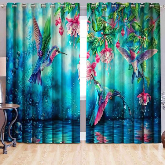 Awesome hoodied Hummingbirds Printed 3D Grommet Window Curtains HD45