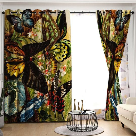Awesome hoodied Butterfly Printed 3D Grommet Window Curtains HD49