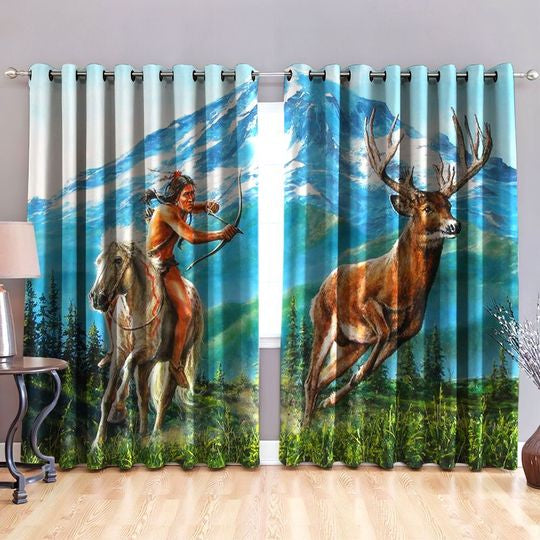 Awesome hoodied Pattern Deer All Printed 3D Grommet Window Curtains- HD38