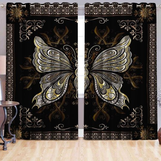 Awesome hoodied Butterfly Printed 3D Grommet Window Curtains HD50