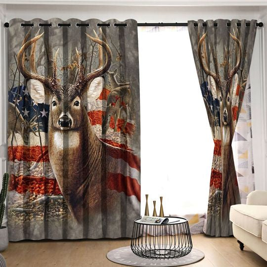 Awesome hoodied Pattern Deer All Printed 3D Grommet Window Curtains- HD36