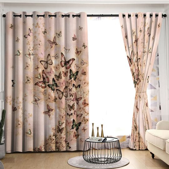 Awesome hoodied Butterfly Printed 3D Grommet Window Curtains HD52