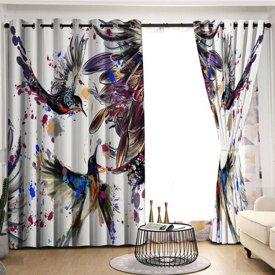 Awesome hoodied Hummingbirds Printed 3D Grommet Window Curtains HD40
