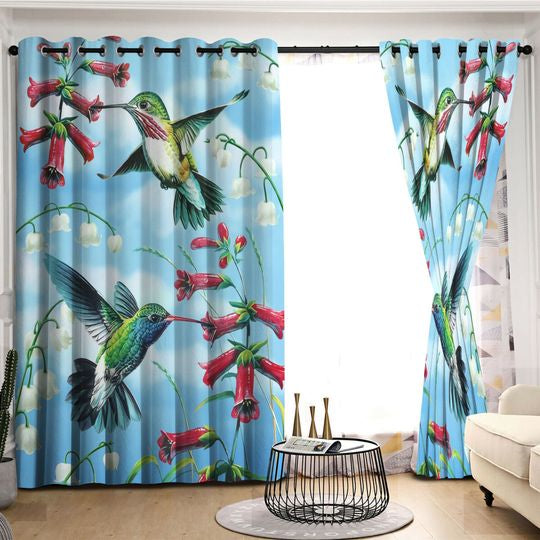 Awesome hoodied Hummingbirds Printed 3D Grommet Window Curtains HD42