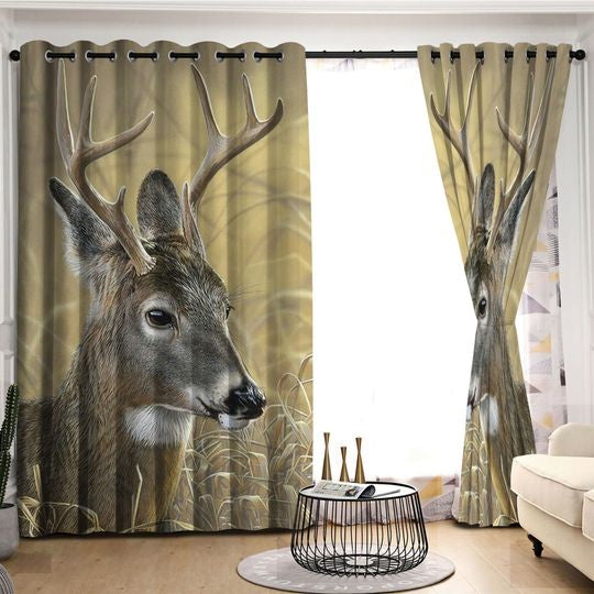 Awesome hoodied Pattern Deer All Printed 3D Grommet Window Curtains- HD35