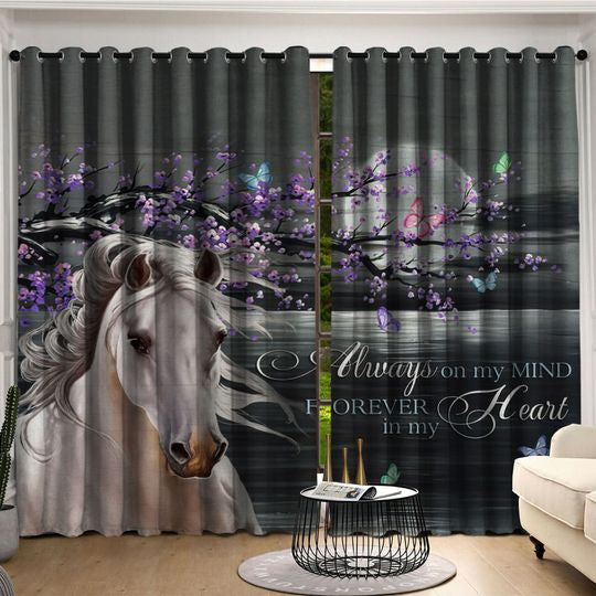 Awesome hoodied Pattern Horse All Printed 3D Grommet Window Curtains - HD19