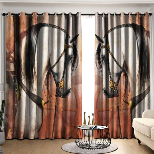 Awesome hoodied Pattern Horse All Printed 3D Grommet Window Curtains- HD24