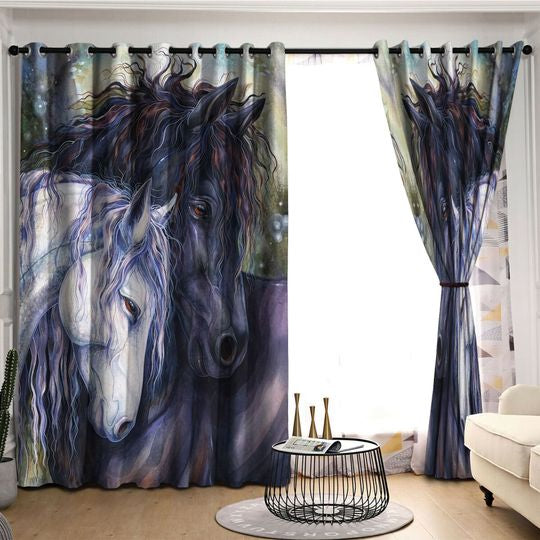 Awesome hoodied Pattern Horse All Printed 3D Grommet Window Curtains- HD21
