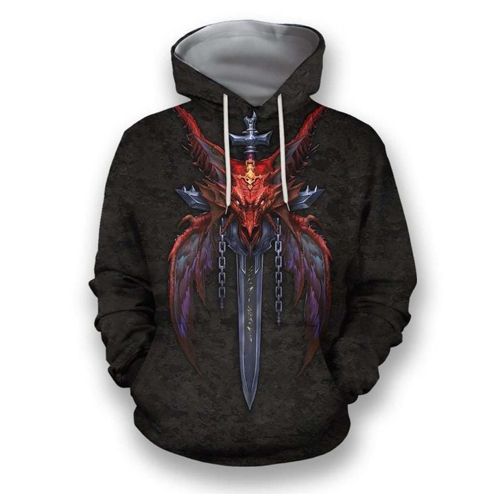 Awesome Hoodied 3D All Over Printer  Dragon Blades  HD006