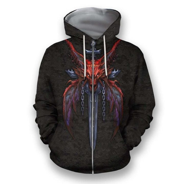 Awesome Hoodied 3D All Over Printer  Dragon Blades  HD006