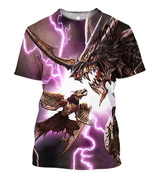 Awesome Hoodied 3D All Over Printer Dragon  Hoodie Purple - Full Size  HD011