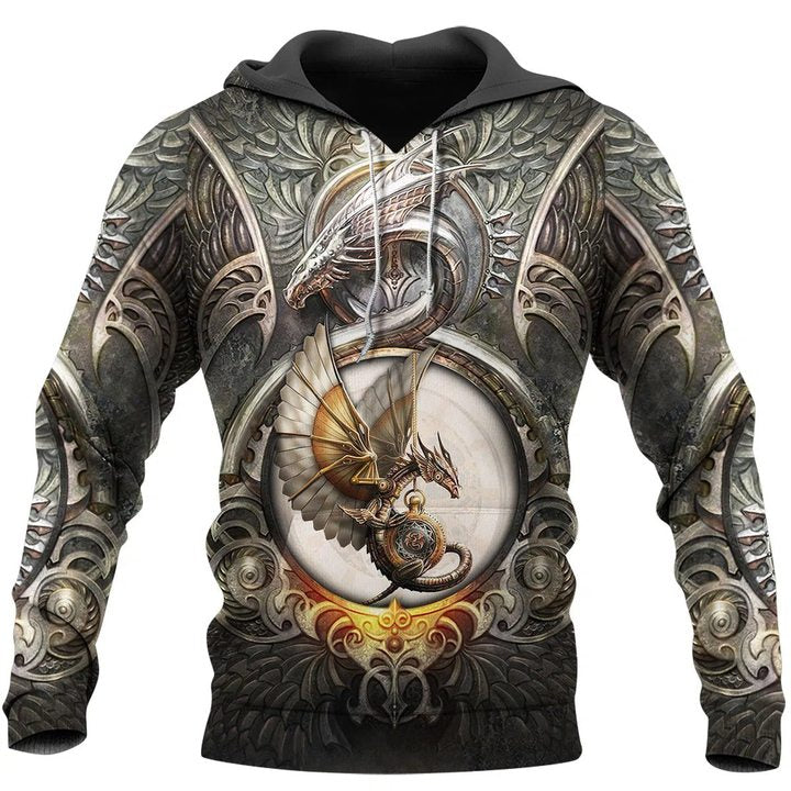 Awesome Hoodied 3D All Over Printer Dragon Armor For Male And Female HD022