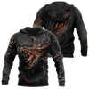 Awesome Hoodied 3D Tattoo Dungeon Dragon  Black - Full Size  HD016