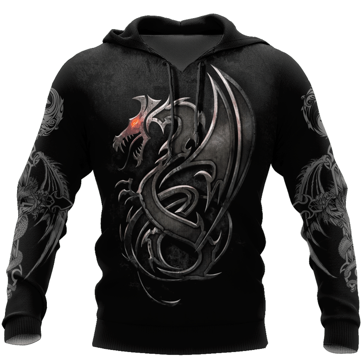 Awesome Hoodied 3D All Over Printer Dragon Dungeon Black - Full Size  HD031