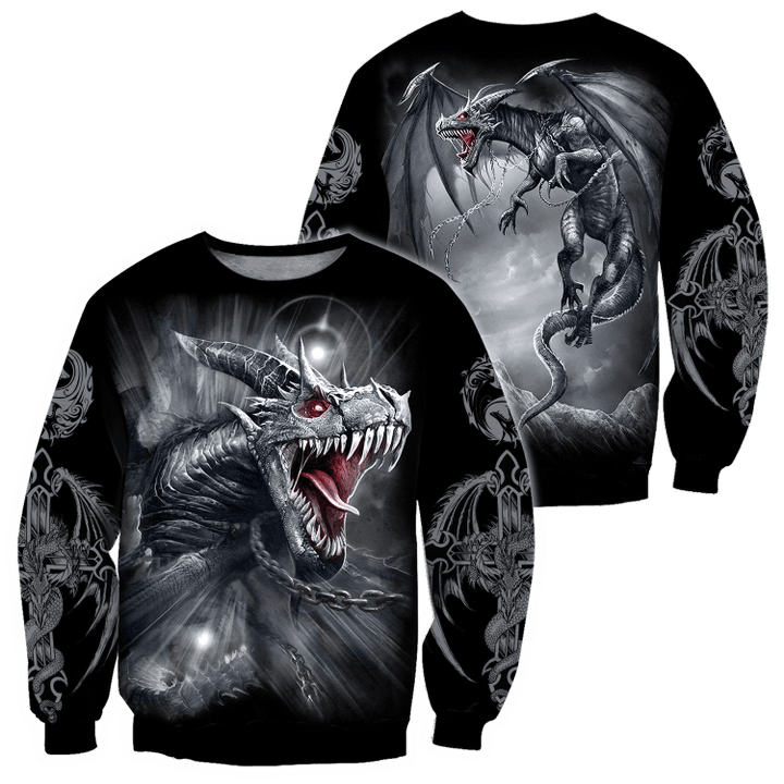 Awesome Hoodied 3D Tattoo Dungeon Dragon  For Male And Female - Full Size  HD015