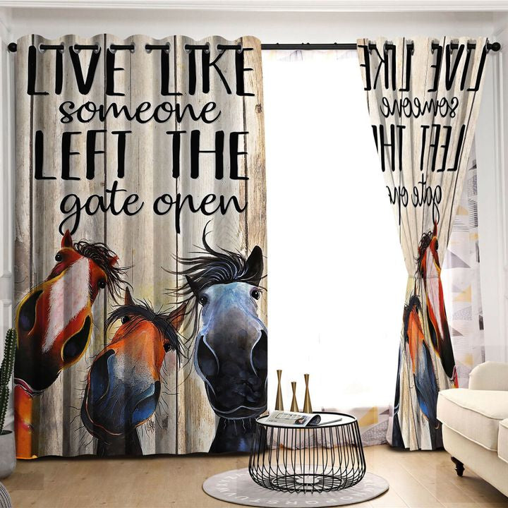 Awesome hoodied Horses Printed 3D Grommet Window Curtains - HB00077