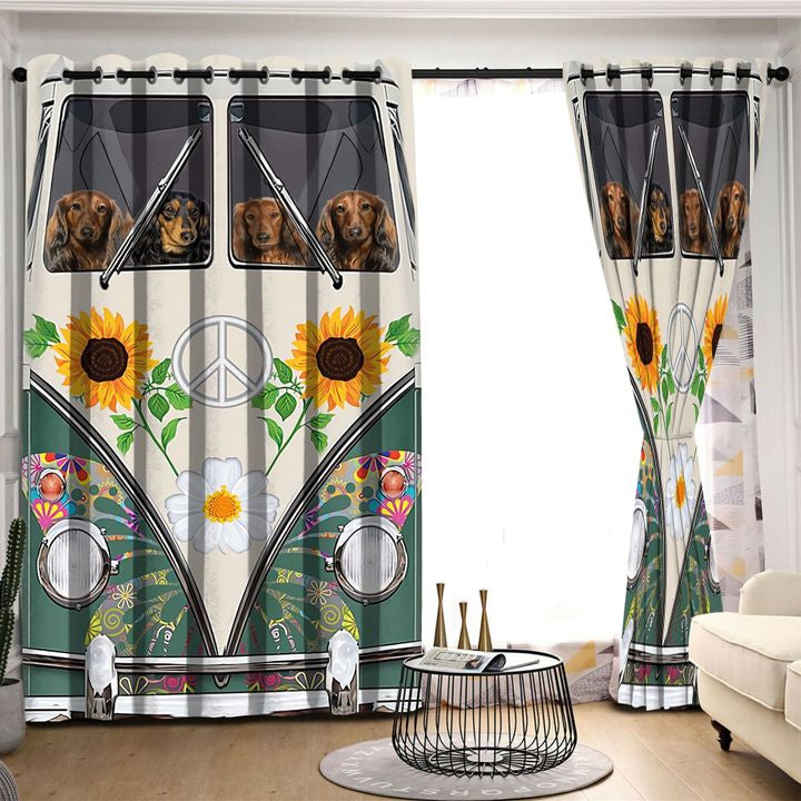 Awesome hoodied Dogs And Flowers Pattern Printed 3D Grommet Window Curtains - HB00081