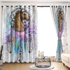 Awesome hoodied Horse Dream Catcher Printed 3D Grommet Window Curtains - HB00083
