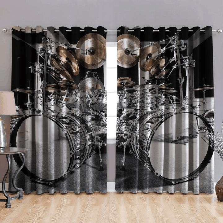 Awesome hoodied Drum Printed 3D Grommet Window Curtains HD74