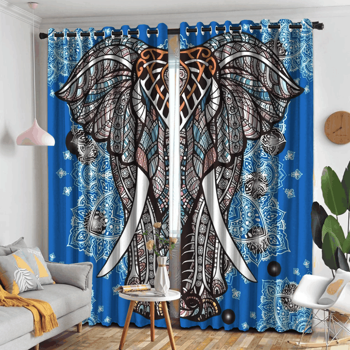 Awesome hoodied Elephant Pattern Printed 3D Grommet Window Curtains - HB00094