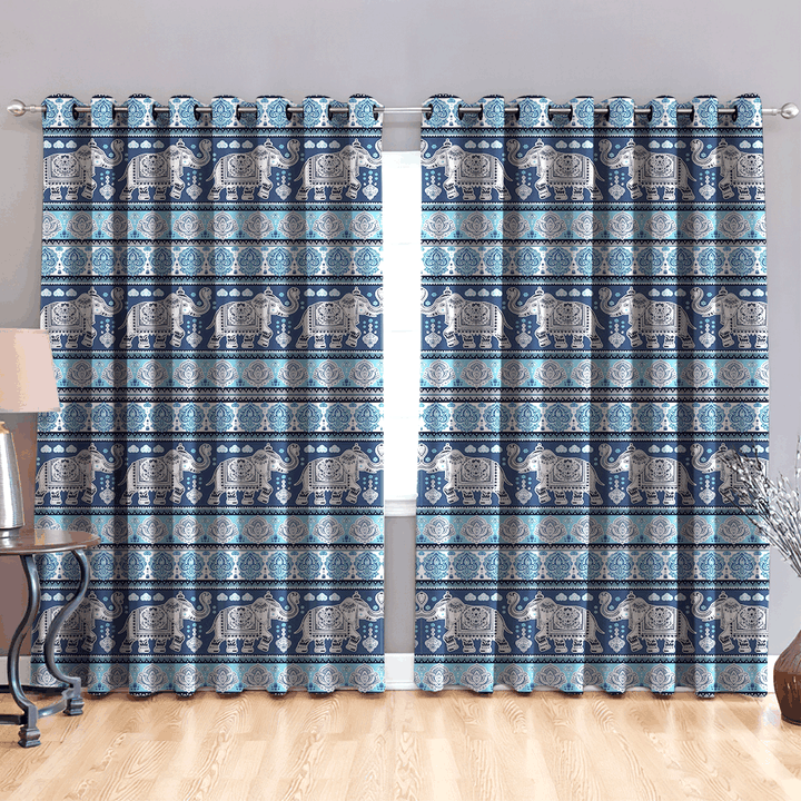 Awesome hoodied Colorful Elephant Pattern Printed 3D Grommet Window Curtains - HB00097