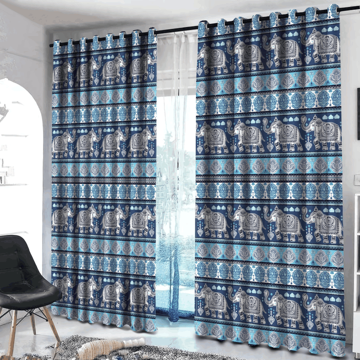 Awesome hoodied Colorful Elephant Pattern Printed 3D Grommet Window Curtains - HB00097