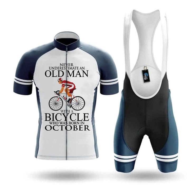 Awesome Hoodie Never Underestimate An Old Man Octorber - Men's Cycling 3D All Over Print Jersey DC093