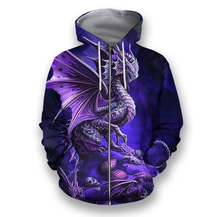 Awesome Hoodied 3D All Over Printer Mother Of  Dragon - Purple  HD029