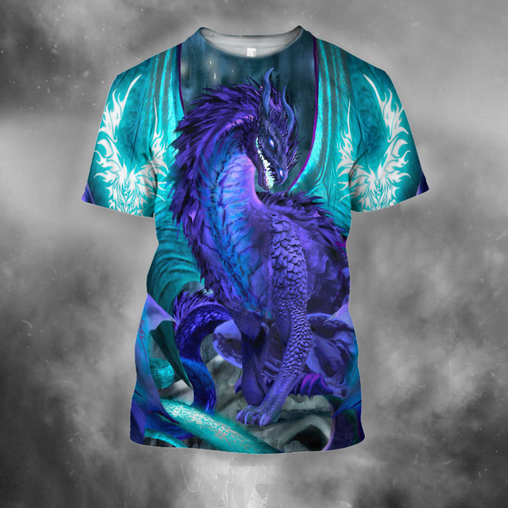 Awesome Hoodied 3D All Over Printer  Dragon Art Blue  HD005