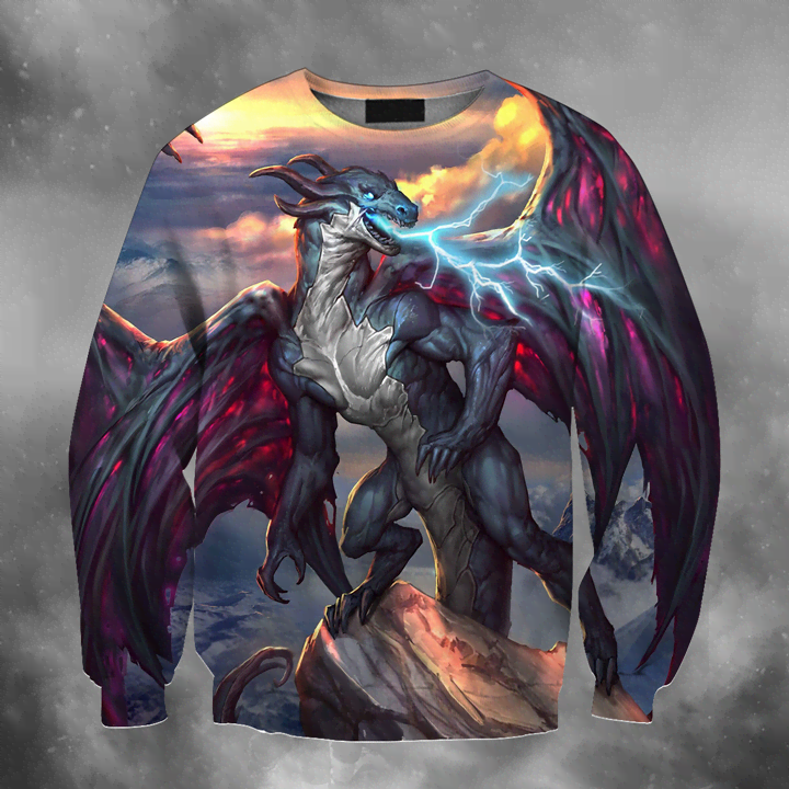 Awesome Hoodied 3D All Over Printer Hoodie Dragon Lighting  HD027