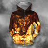 Awesome Hoodied 3D All Over Printer Dragon Fire For  Male And Female - Full Size  HD008