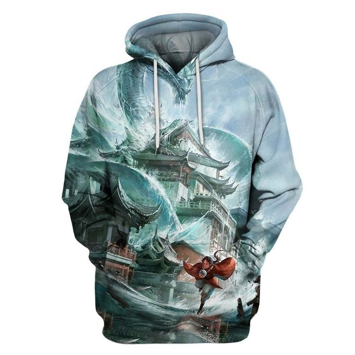 Awesome Hoodied 3D All Over Printer Water Dragon - Full Size  HD020